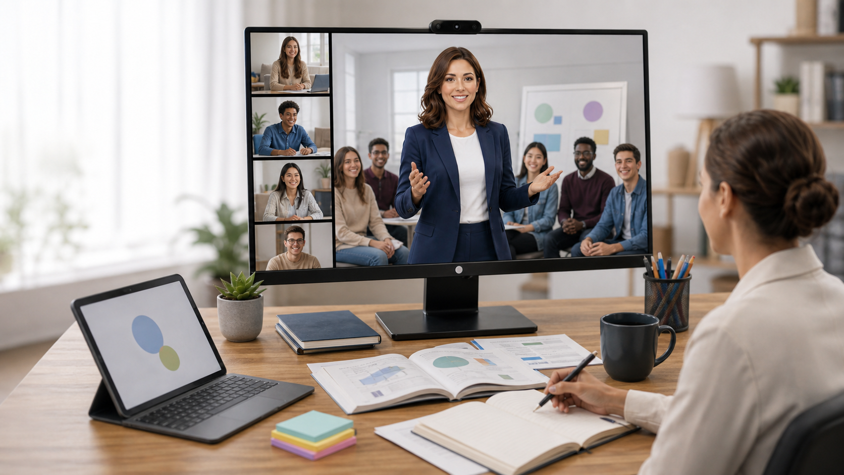 Instructor leading a live virtual revenue cycle class